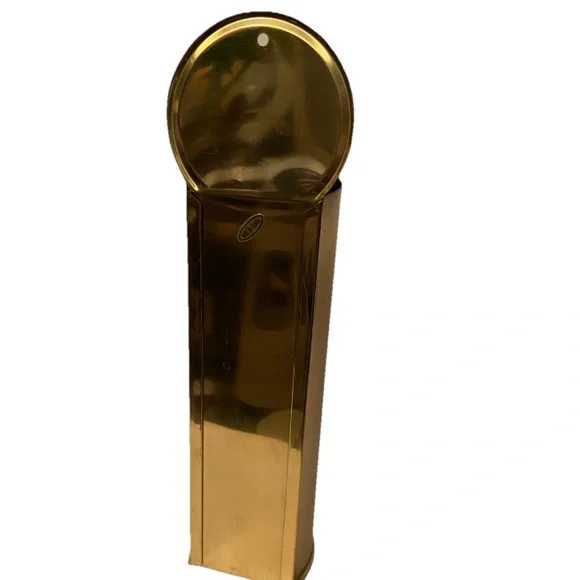 VTG Cylinder Brass Fireplace Match Holder Long Stick Matches Wall Hanging 13”